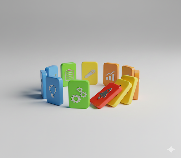 Graphic showing aligned marketing journey across channels, where each channel supports a unified strategy with shared messaging and goals.